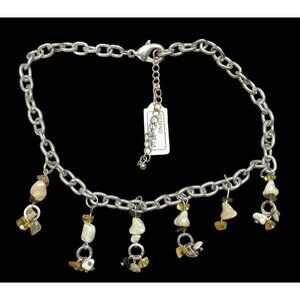 Handmade Gemstone Chip Fringe Necklace On Silver Tone Chain